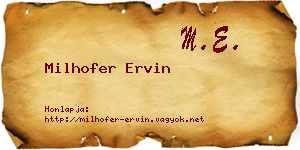 Milhofer Ervin névjegykártya